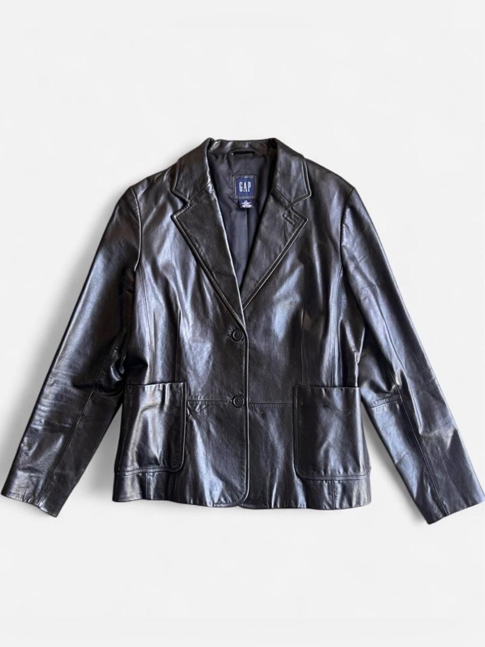Vintage Y2K Gap black leather blazer jacket women’s Size 10
